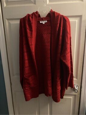 Southern Lady Deep Red Open-Front Knit Cardigan Women’s Size XL